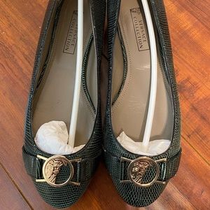 Versace Collection Leather Ballets Flat Shoes
